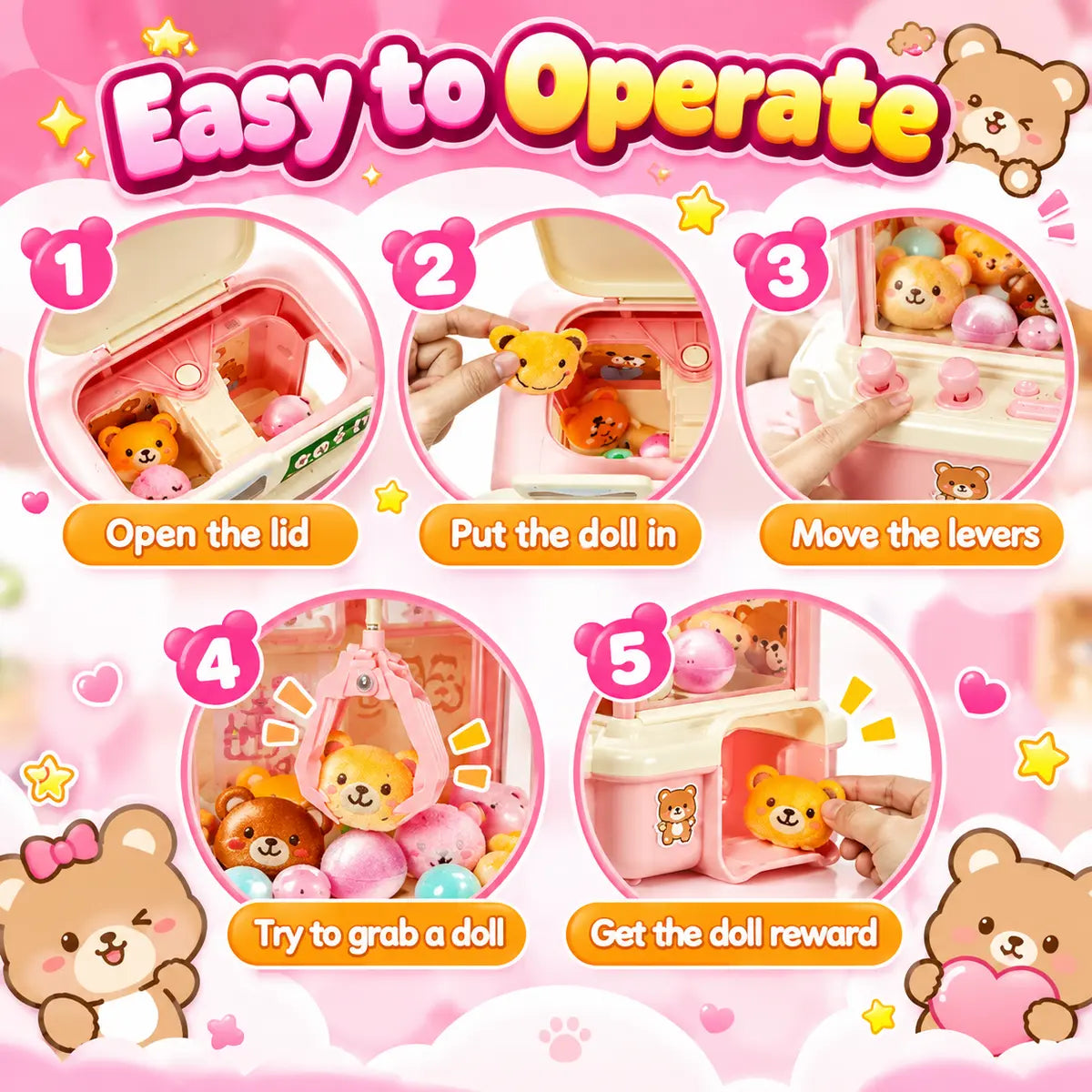Mini Coffee Bear Claw Machine for Kids (LC-002)